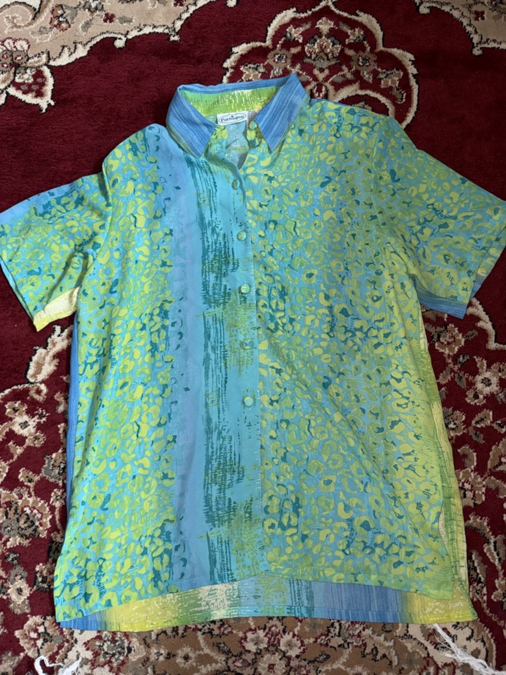 Patchington Short Sleeve Button-Up Shirt in Aqua Green